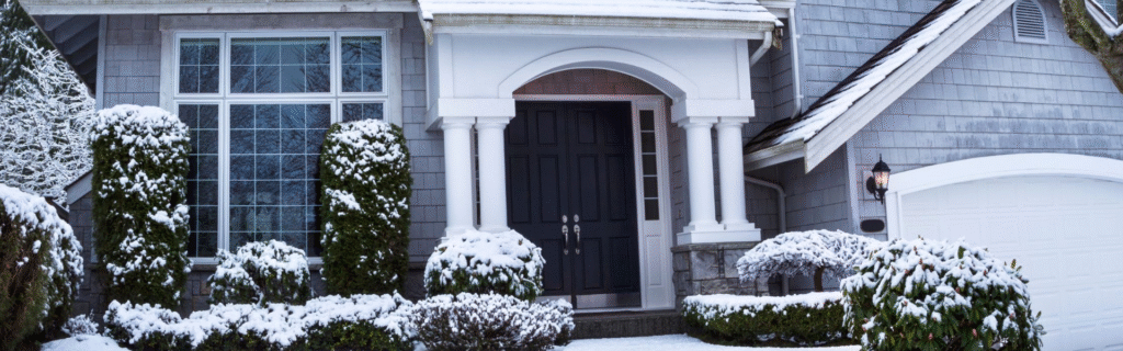 Technician repairing home heating system during winter to keep house warm